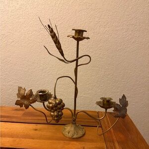 Vintage brass-tone metal candelabra